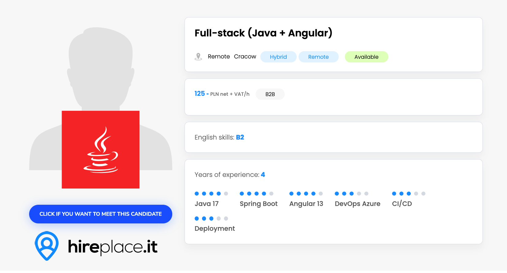 Full-stack (Java + Angular) - hireplace.it